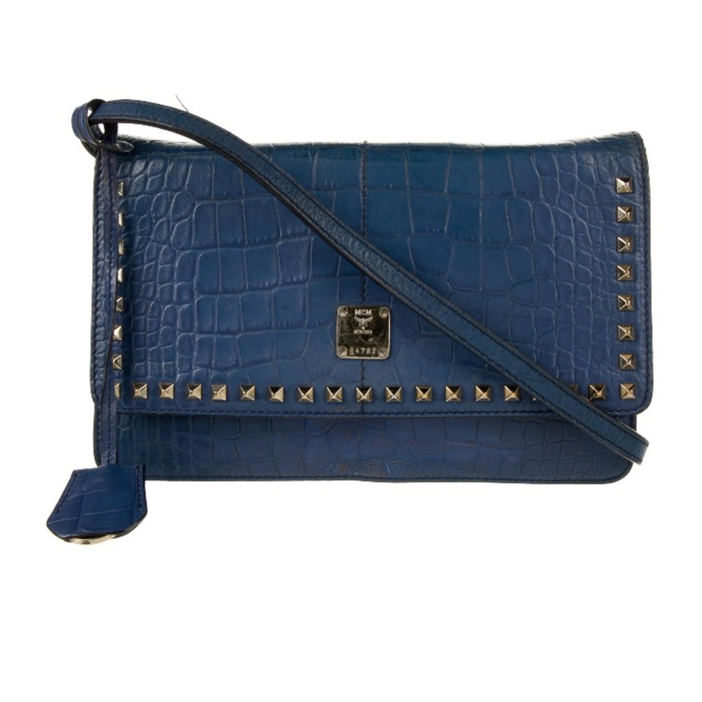 MCM Studded Embossed Leather shoulder Bag
